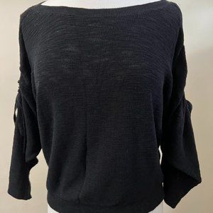 Express black sweater with tie sleeves